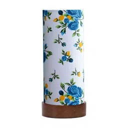 Aura Blue Printed Wood Traditional Cylindrical Shaped Table Lamp-picture-37