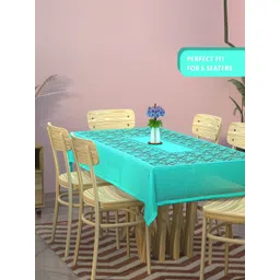Aura Blue Set of 2 Floral Cotton 6-Seater Table Cover with Embroidered details-picture-31