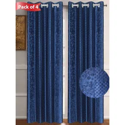 Aura Blue Set of 4 Floral Long Door Curtain-picture-12