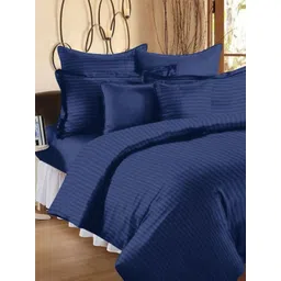 Aura Blue Striped 350 TC King Bedsheet Set 2.55m x 2.25m-picture-17