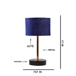 Aura Blue Textured Wood Contemporary Cylindrical Shaped Table Lamp-picture-13