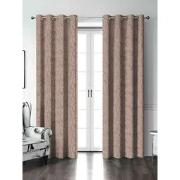 Aura Brown 2 Pieces Floral Printed Door Curtains-picture-20