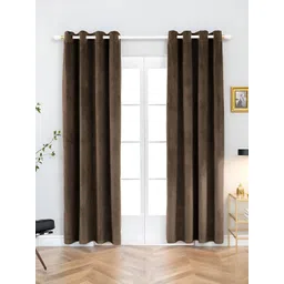 Aura Brown 2 Pieces Room Darkening Long Door Curtain-picture-17