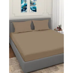 Aura Brown 350 TC King Bedsheet With 2 Pillow Covers 2.50 m x 2.15 m-picture-14