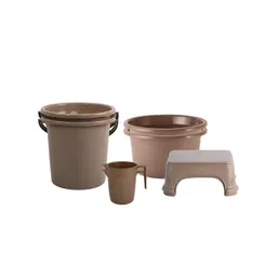 Aura Brown 8 piece Solid Plastic Bath Accessories Set-picture-28