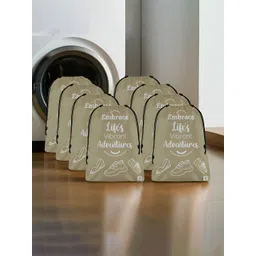 Aura Brown 8 Pieces Printed Foldable Water Resistant Multi-Utility Laundry Bags-image-0