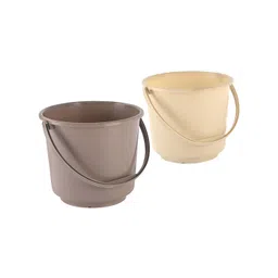 Aura Brown & Beige 2 piece Solid Plastic Bath Accessories Set-picture-36