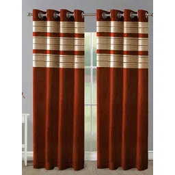 Aura Brown & Beige 2 Pieces Striped Door Curtain-picture-35