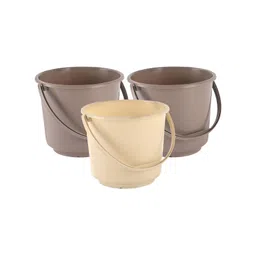 Aura Brown & Beige 3 piece Solid Plastic Bath Accessories Set-picture-32