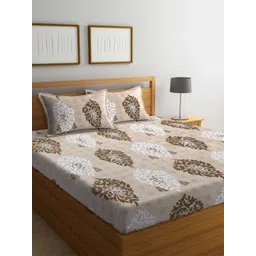 Aura Brown & Beige Ethnic Motifs Printed 300 TC King Bedsheet Set 2.5 m x 2.15 m-picture-37