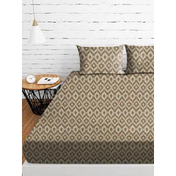 Aura Brown & Beige Geometric Printed 230 TC Microfiber King Bedsheet Set 1.04 m x 90 cm-picture-33