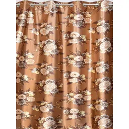 Aura Brown & Beige Set of 2 Floral Room Darkening Window Curtain image 3