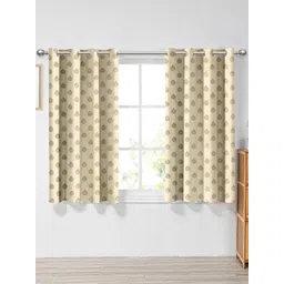 Aura Brown & Beige Set of 2 Floral Window Curtain-picture-15