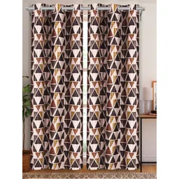 Aura Brown & Black 2Pcs Geometric Door Curtain-picture-24