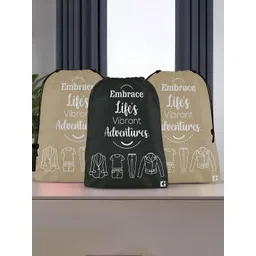 Aura Brown & Black 3 Pieces Printed Water Resistant Laundry Bags-image-47