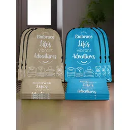 Aura Brown & Blue 12 Pieces Printed Foldable Water Resistant Multi-Utility Laundry Bags-picture-37