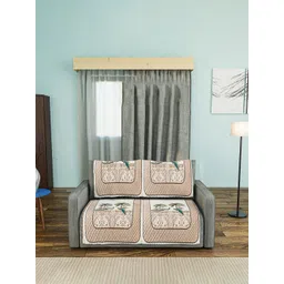 Aura Brown & Blue 4 Pieces Printed Velvet 2 Seater Sofa Cover-picture-17