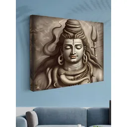 Aura Brown & Grey Lord Shiva Printed Canvas Wall Art-picture-36