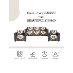 Aura Brown & Mustard Velvet Sofa Cover image 5