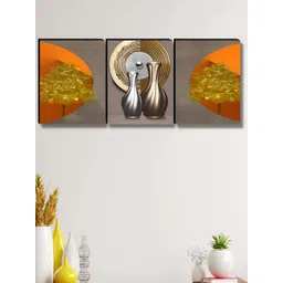 Aura Brown & Orange 3 Pieces Bottles Wooden Painting Wall Art-picture-34