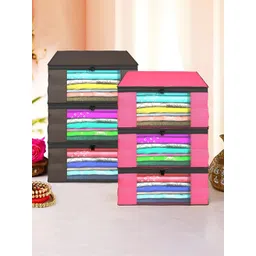 Aura Brown & Pink 6 Pieces Foldable Non-Woven Multi-Utility Organisers-picture-19