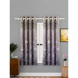 Aura Brown & Purple Set of 2 Floral Door Curtain-picture-43