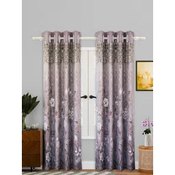 Aura Brown & Purple Set of 2 Floral Door Curtain-picture-44