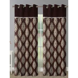 Aura Brown & White 2 Pieces Ethnic Motifs Door Curtain-picture-29