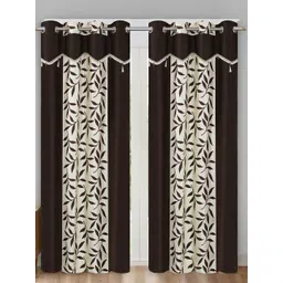 Aura Brown & White 2 Pieces Floral Door Curtain-picture-13