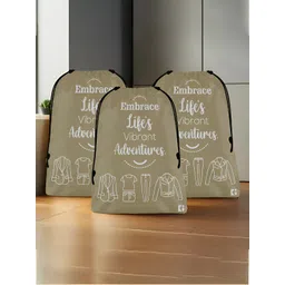 Aura Brown & White 3 Pieces Printed Foldable Laundry Bags-image-48