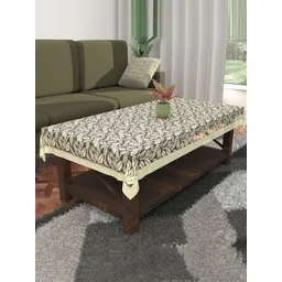 Aura Brown & White Ethnic Motifs Anti-Skid Cotton 4-Seater Table Cover-picture-35