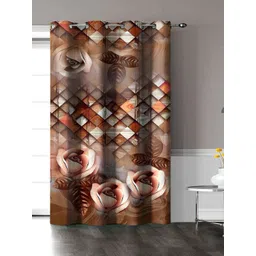 Aura Brown & White Floral Door Curtain-picture-23