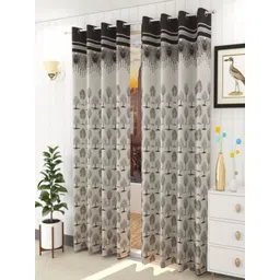 Aura Brown & White Set of 2 Room Darkening Door Curtain-picture-27