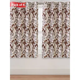 Aura Brown & White Set of 4 Floral Room Darkening Window-picture-12