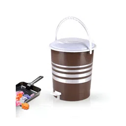 Aura Brown & White Striped Pedal Dustbin With Lid - 10 L-image-20