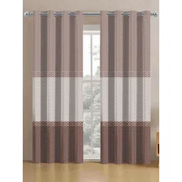 Aura Coffee Brown & Grey 2 Pieces Printed Long Door Curtains-picture-14