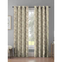 Aura Coffee Brown & Mustard 2 Pieces Printed Velvet Door Curtain-picture-11