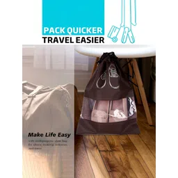 Aura Coffee Brown & White 10 Pieces Printed Water Resistant Shoe Cover Bag Organisers image 2