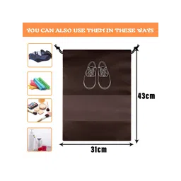 Aura Coffee Brown & White 10 Pieces Printed Water Resistant Shoe Cover Bag Organisers image 3