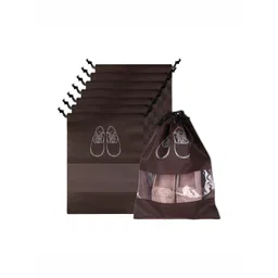 Aura Coffee Brown & White 8 Pieces Printed Water Resistant Shoe Cover Bag Organisers-picture-12