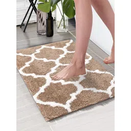 Aura Coffee Brown & White Printed Rectangular 1850 GSM Microfiber Bath Rug-picture-40