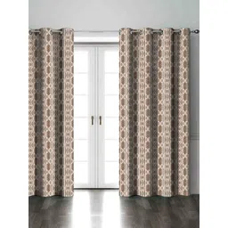 Aura Coffee Brown & White Set of 2 Black Out Long Door Curtain-picture-38