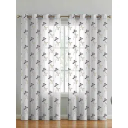 Aura Coffee Brown & White Set of 2 Embroidered Long Door Curtain-picture-33