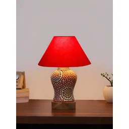 Aura Conical Red & White Printed Glass Frustum Shaped Table Lamp-image-8