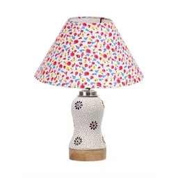 Aura Conical White & Pink Printed Glass Frustum Shaped Table Lamp-image-20