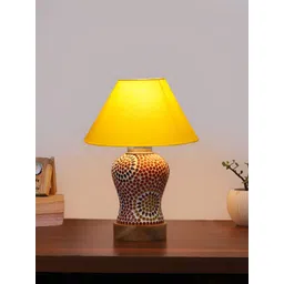 Aura Conical Yellow & Red Printed Glass Frustum Shaped Table Lamp-image-6