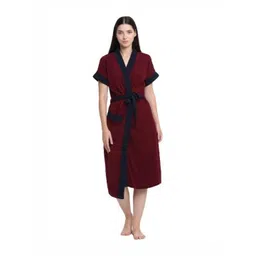Aura Contrasted Cotton Shawl-Collar Bath Robe-picture-15