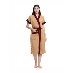 Aura Contrasted Cotton Shawl-Collar Bath Robe-picture-21