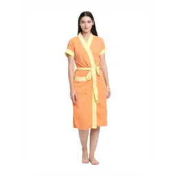 Aura Contrasted Cotton Shawl-Collar Bath Robe-picture-15