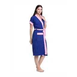Aura Contrasted Cotton Shawl-Collar Bath Robe-picture-35